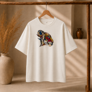 Abstract Roar - Oversized Embroidered Tee