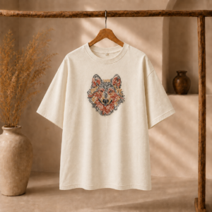Spirit Wolf - Oversized Embroidered Tee